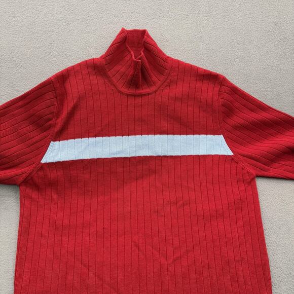 Abercrombie & Fitch Sweater Mens XL Red Mock Neck Ribbed Stripe Long Sleeve Y2K - Picture 8 of 8
